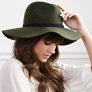 Wide Brim Floppy Fedora Olive Green Hat